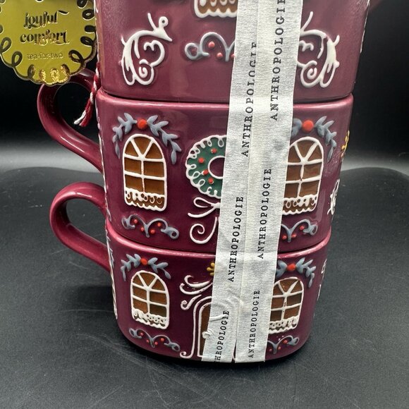 Anthropologie Ginger Ceramic Stoneware Tea For 2 Teapot Mug Set Stackable NEW - Picture 5 of 13